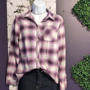 Plum Purple Plaid and White Flannel